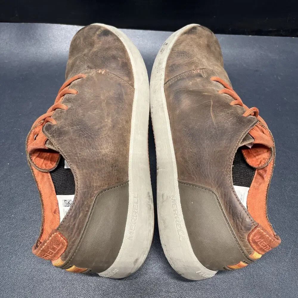 Merrell Freewheel Cushion Shoes Lace Brown Leather Casual Dress Mens 13, J41385.